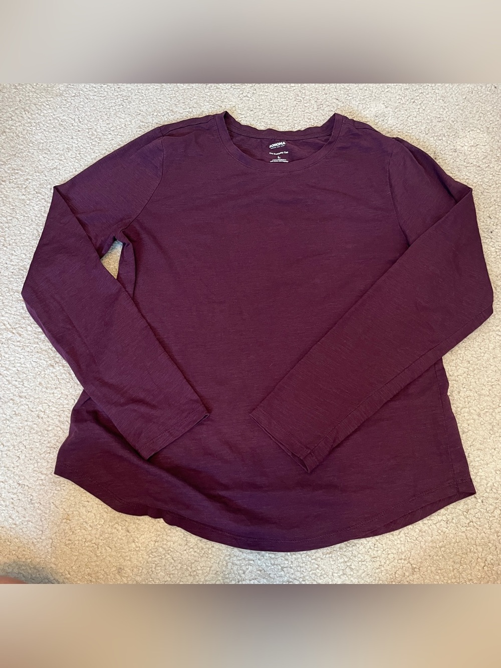 Sonoma Long Sleeve Crew Neck Shirt - Burgundy Plum